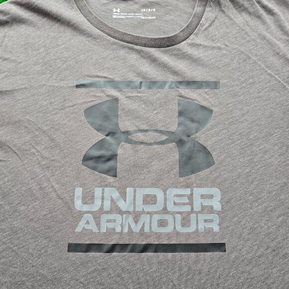 Under Armour Tshirt Mens Large Gray Short Sleeve HeatGear Activewear Gym Workout - Picture 2 of 6